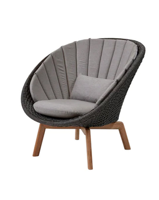 CANE-LINE Peacock Lounge Chair - Dark Grey w/Taupe Cushion - Thirty Percent Discount