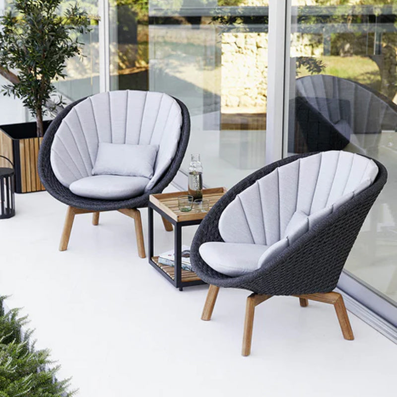 CANE-LINE Peacock Lounge Chair - Dark Grey w/Taupe Cushion - 30% OFF