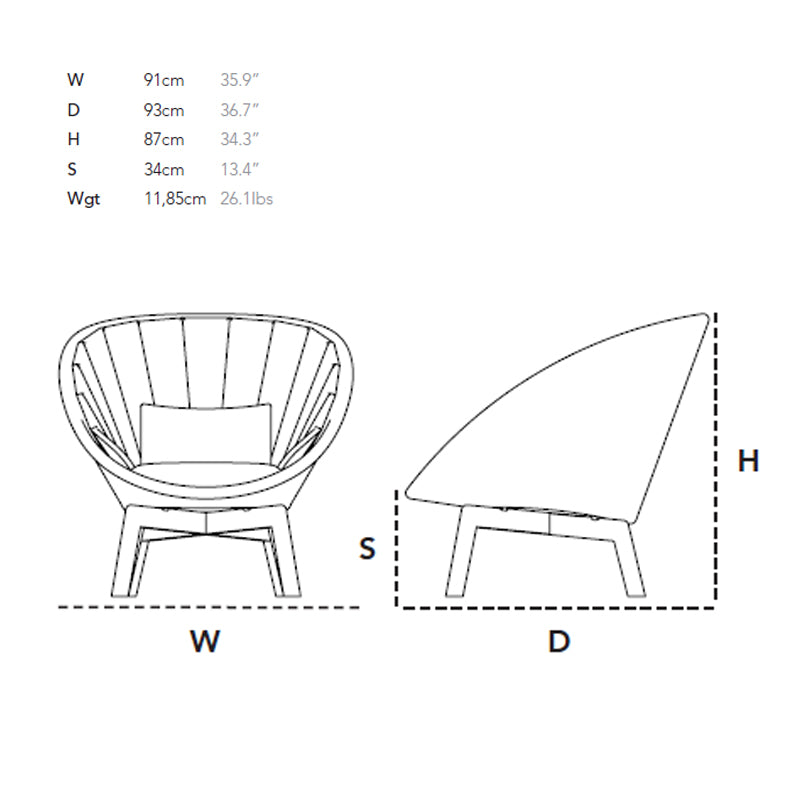 CANE-LINE Peacock Lounge Chair - Dark Grey w/Taupe Cushion - Thirty Percent Discount