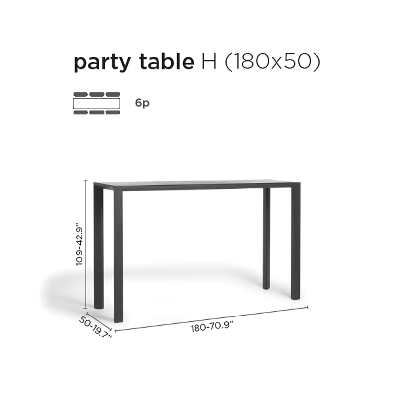 DIPHANO Metris Party Table High - Lava - 180x50cm - CLEARANCE Fifty Percent Discount