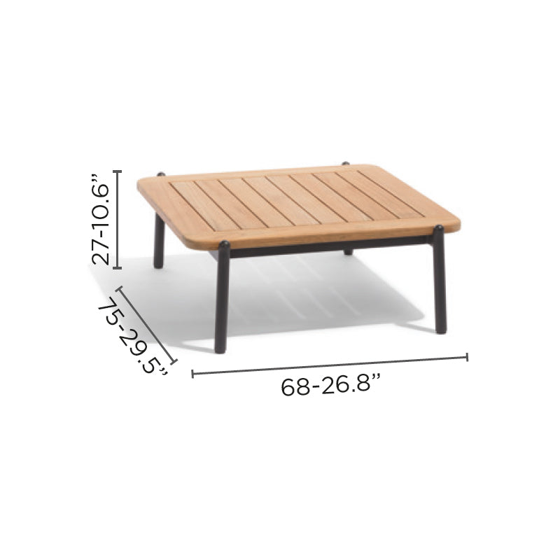 DIPHANO Omer Coffee Table - White w/Teak Top - 68x75 cm - CLEARANCE Fifty Percent Discount