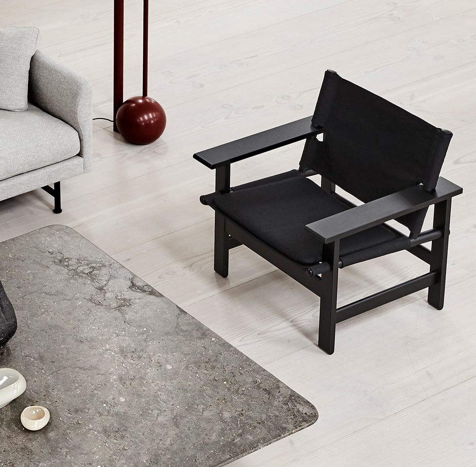 FREDERICIA The Canvas Chair - Oak Black Lacquered with Seat Cushion
