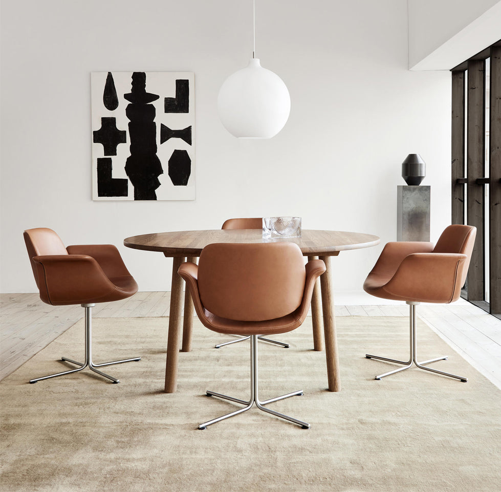 ERIK JORGENSEN - FREDERICIA Flamingo Swivel Chair - Omni Leather - Cognac - CLEARANCE Forty Percent Discount