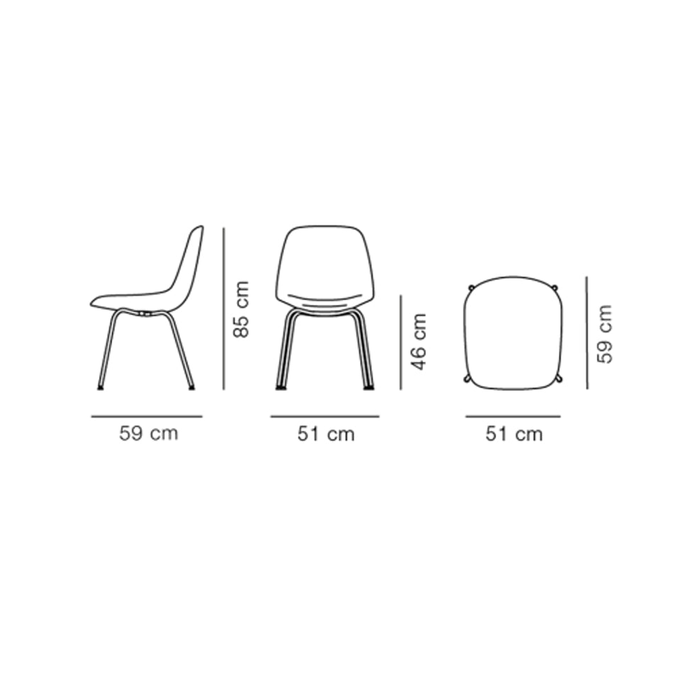 FREDERICIA Eyes 4 Leg Chair - Fabric, Clay Stainless Leg - Set of 2