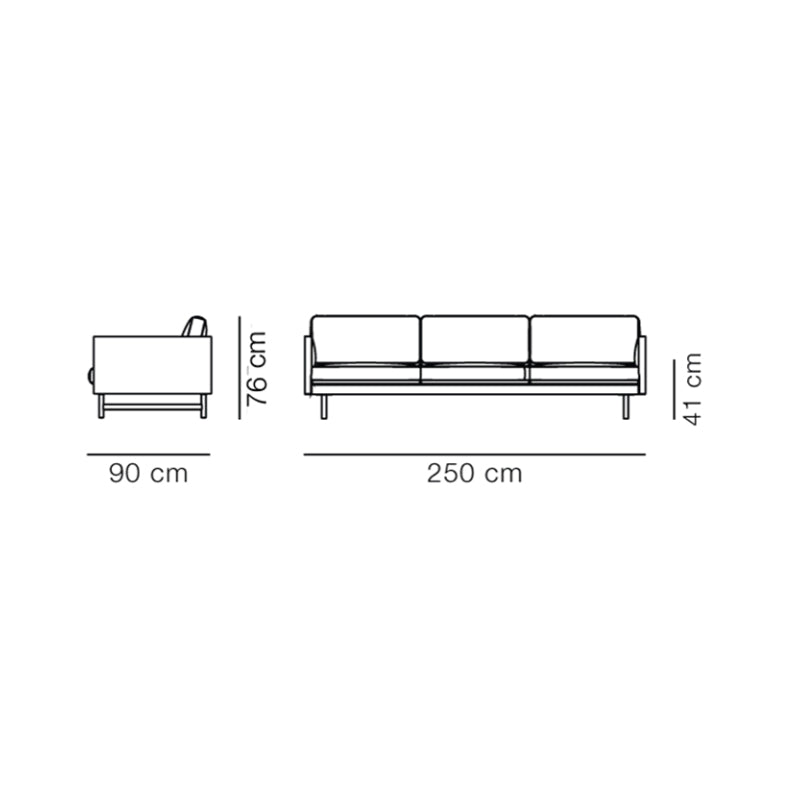 FREDERICIA - Calmo Sofa Three Seater - 250 x 90 CM - Ruskin "Quill"