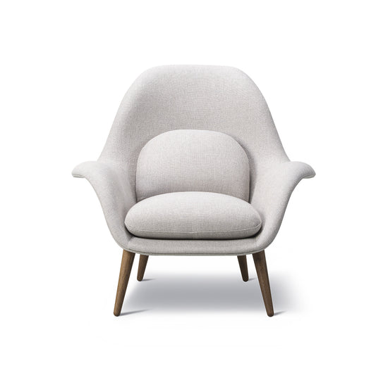 FREDERICIA Swoon Lounge  Chair - Romo, "Ruskin" Oak Black Lacquered