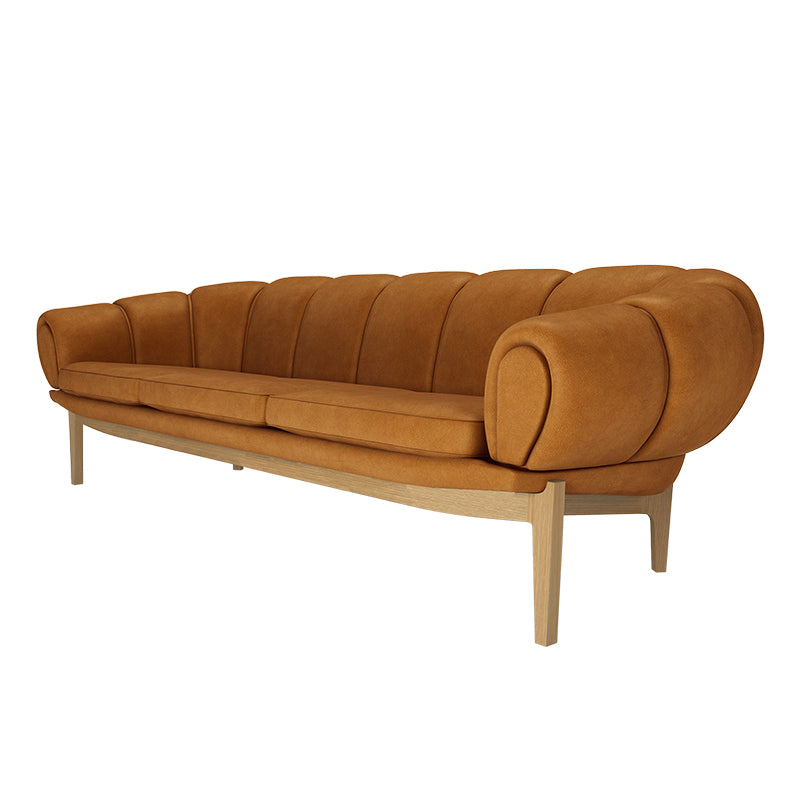 GUBI - Croissant Sofa Three Seater - 230 x 88 CM - Leather, Dark Green - SPECIAL 40% Off