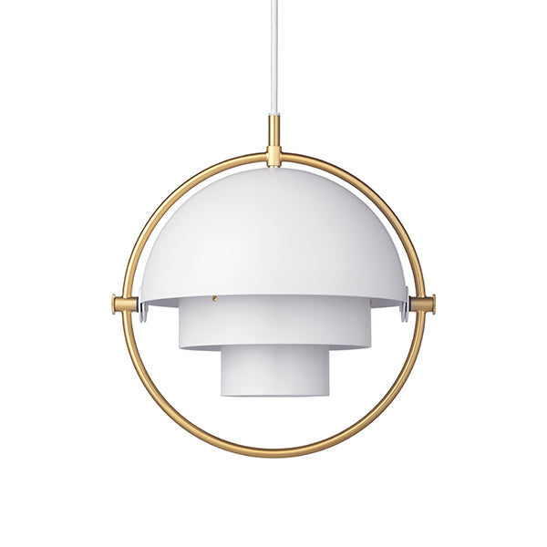 GUBI Multi Lite Pendant - White Shade with Brass Ring - 25% Off