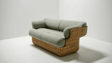GUBI - Basket Sofa Two Seater - Mumble Fabric, Dark Green Chenille - CLEARANCE Fifty Percent Discount
