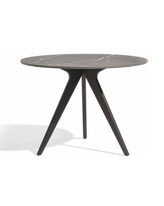 MANUTTI - Torsa Dining Table - Nero Teak Base - Ø100 x 73h - Fifteen Percent Discount