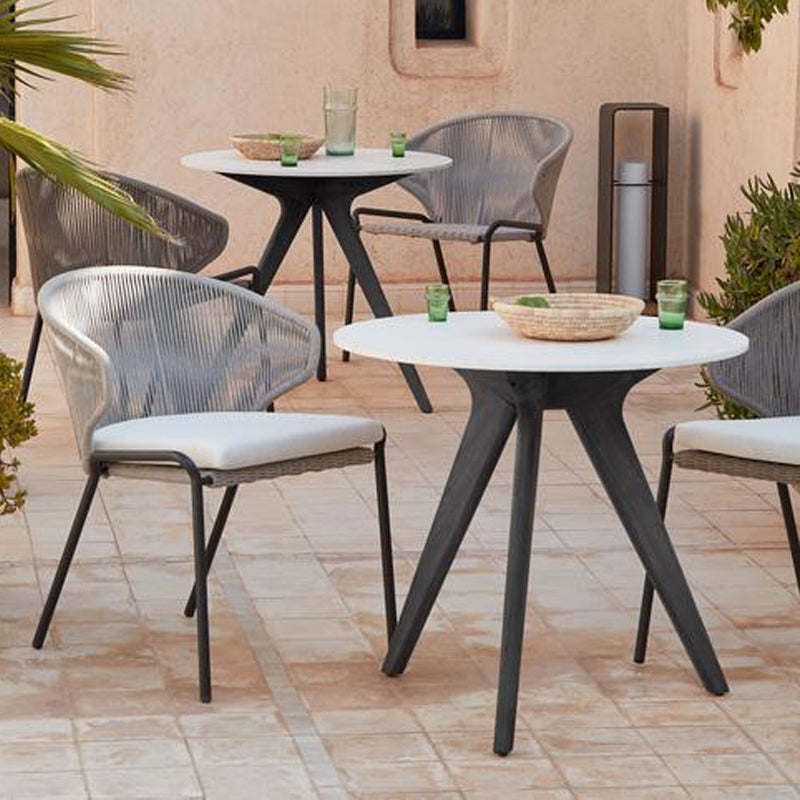MANUTTI - Torsa Dining Table - Nero Teak Base - Ø100 x 73h - 30% Off