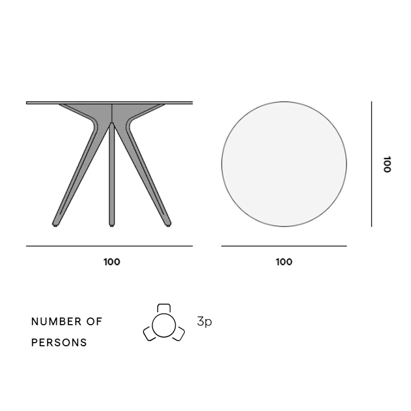 MANUTTI - Torsa Dining Table - Nero Teak Base - Ø100 x 73h - 30% Off
