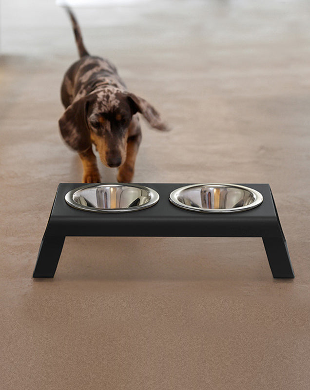 MIA CARA Desco, Dog Feeder, Powder- Coated Black S