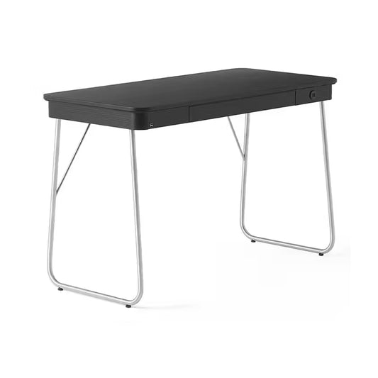 SKOVBY SM130 Desk - Oak, Black, Leg in Brush Steel- Fifteen Percent Discount
