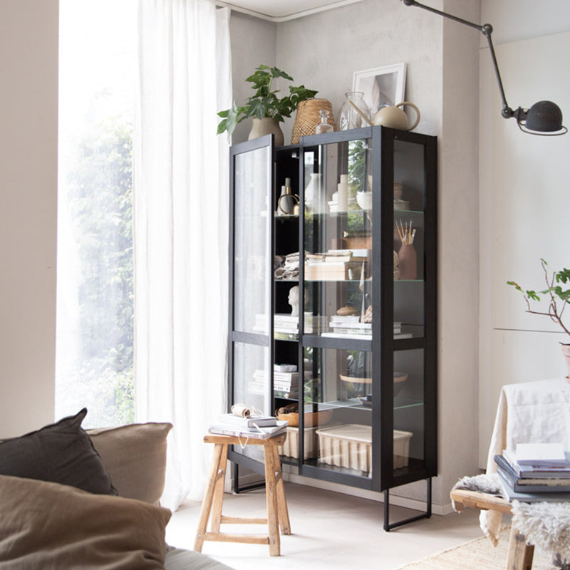 SKOVBY SM452 Display Cabinet - Oak, Black Lacquered - 20% OFF