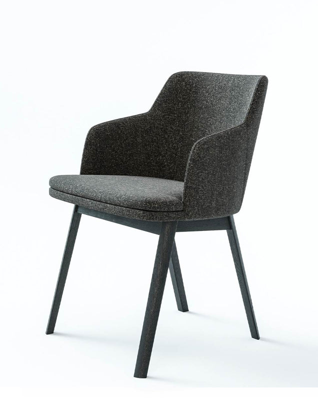 SKOVBY SM65 Chair - Oak Black Lacquer w/Kvadrat Remix Fabric Seat - Set of 2 - Fifteen Percent Discount