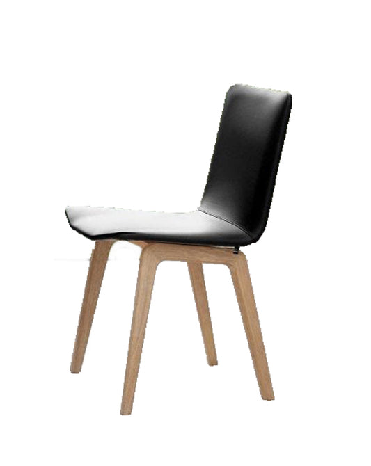 SKOVBY SM811 Chair - Oak White Oil w/Black Leather Seat - Set of 2 - CLEARANCE Forty Percent Discount