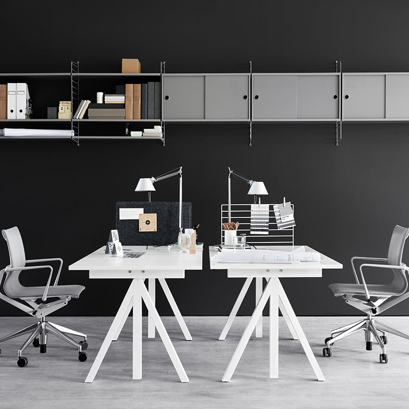 STRING/works Height Adjustable Desk - White Frame, White Laminate Top 120x78cm